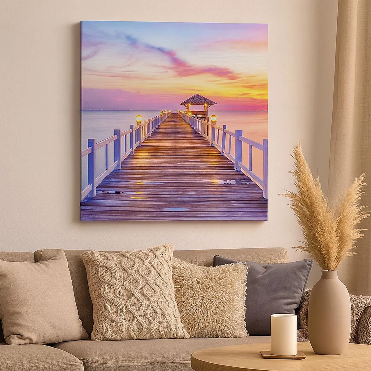 Cuadro sobre lienzo - Impresión de Imagen - El silencio lila-dorado de la tarde - 30x30 cm