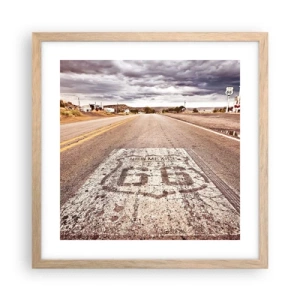 Póster en marco roble claro - Mother Road: una leyenda americana - 40x40 cm
