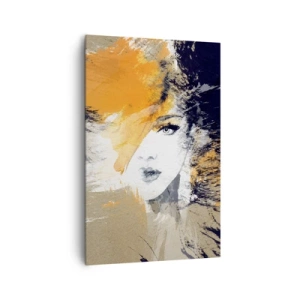 Cuadro sobre lienzo - Impresión de Imagen - Retrato abstracto de una mujer con colores intensos. - 80x120cm - Y se convierte en luz - Decoración de pared moderna para salón y dormitorio ARTTOR