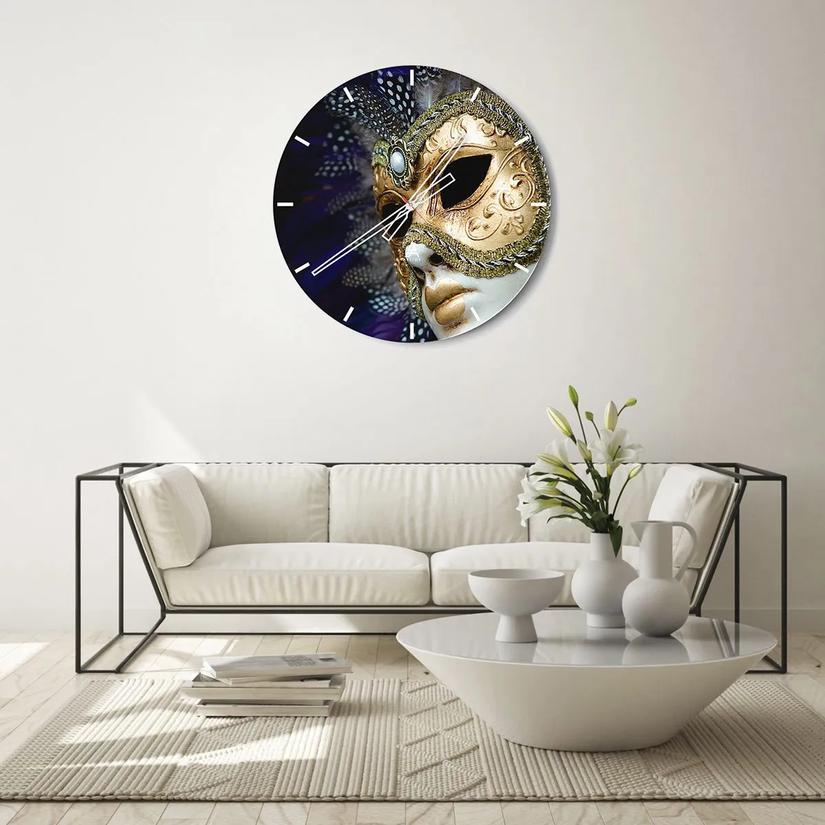 Reloj de pared - Reloj de vidrio - Retrato veneciano en oro - 30x30 cm