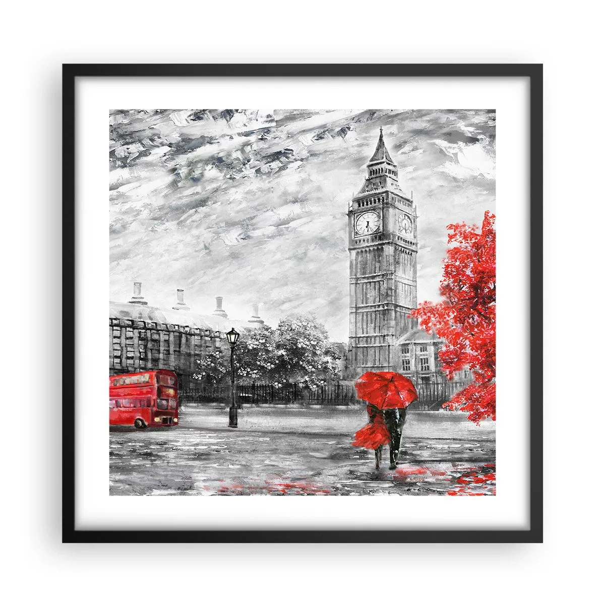 Póster en marco negro - Un día emocionante - 50x50 cm