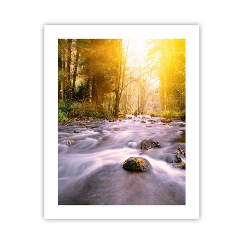 Póster - Malaquita en un marco de plata y oro - 40x50 cm