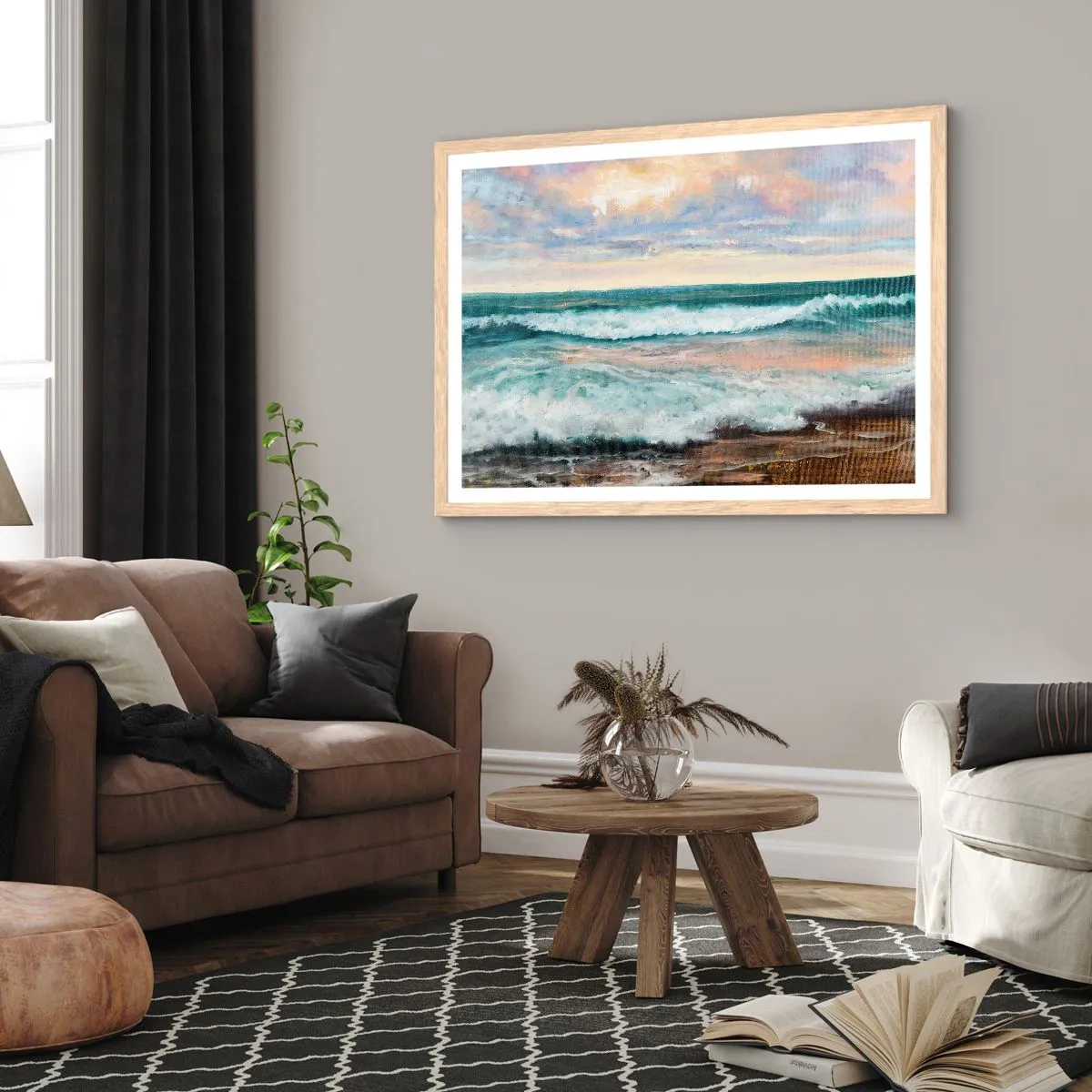 Póster en marco roble claro - Aquí suavizarás tu alma - 50x40 cm