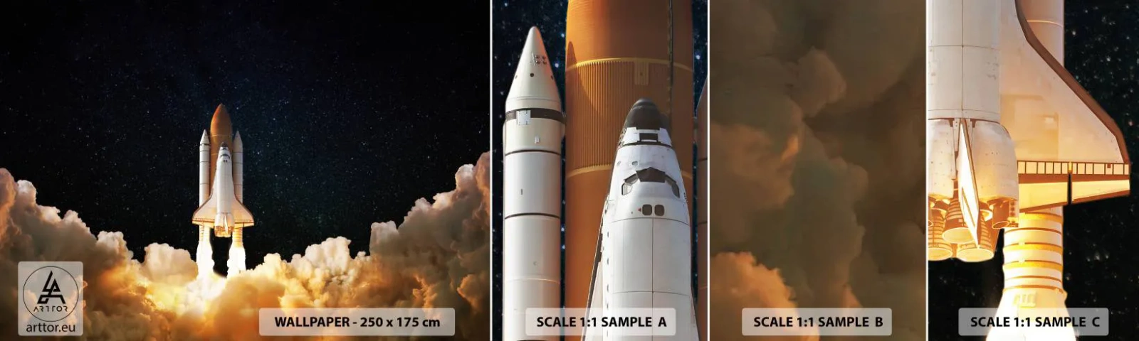 Muestra De Fotomural Standard Eco - ¡Ad astra! - Cosmos, Astronomía, Astronave - 100x30 cm
