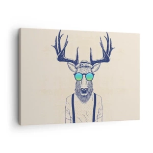 Cuadro sobre lienzo - Impresión de Imagen - Ciervo estilizado con gafas de sol - 70x50cm - ¿Y a quién esperabas? - Decoración de pared moderna para salón y dormitorio ARTTOR