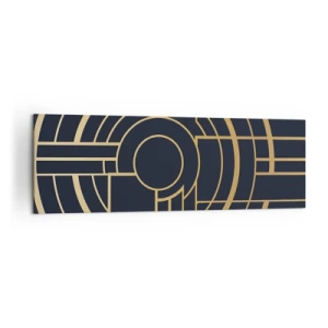 Cuadro sobre lienzo - Impresión de Imagen - Patrón geométrico con líneas doradas. - 160x50cm - Giro de los elementos - Decoración de pared moderna para salón y dormitorio ARTTOR