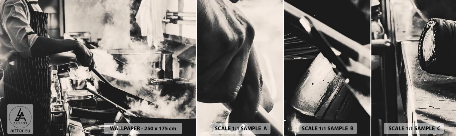 Muestra de fotomural autoadhesivo Deluxe Sticker - Alquimia de sabores - Cocina, Gastronomía, Restaurante - 100x30 cm