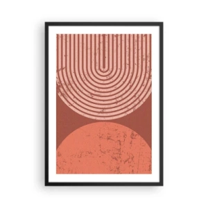 Póster en marco negro - Abstracción geométrica en tonos terracota con efecto vintage. - 50x70cm - Estrecha relación - Decoración de pared moderna para salón y dormitorio ARTTOR