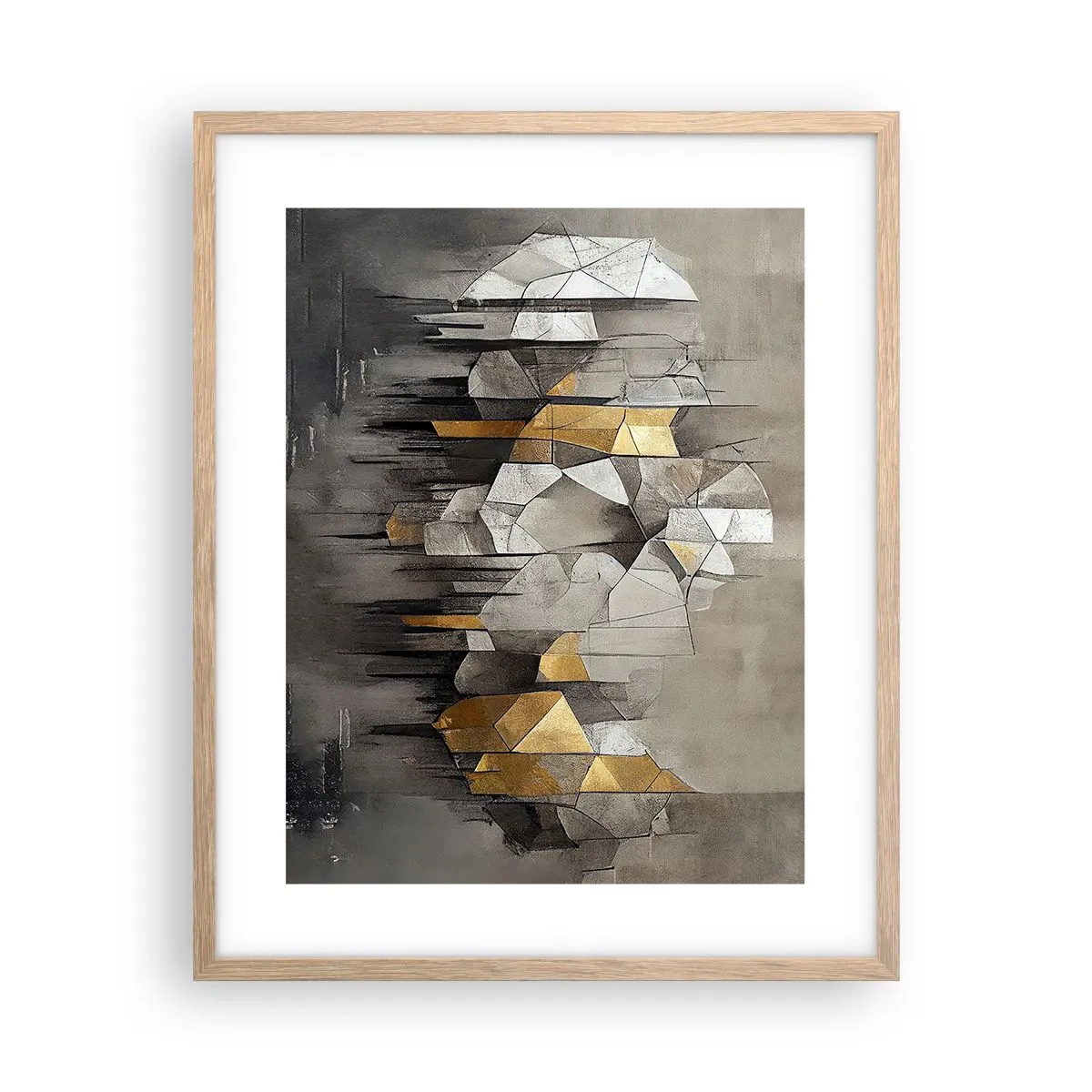 Póster en marco roble claro - Composición hecha de hielo y luz - 40x50 cm