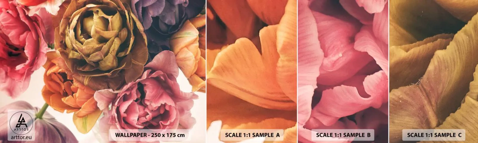 Muestra de fotomural autoadhesivo Deluxe Sticker - Celebración de la vida - Ramo de flores, flores, Peonía - 100x30 cm