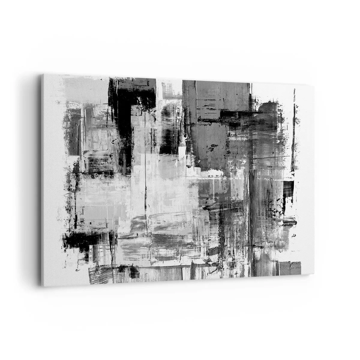 Cuadro sobre lienzo - Impresión de Imagen - Composición abstracta en blanco, negro y gris. - 120x80cm - El gris es hermoso - Decoración de pared moderna para salón y dormitorio ARTTOR
