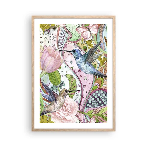 Póster en marco roble claro - Enredado en las vides - 50x70 cm