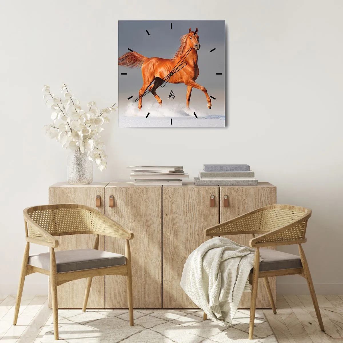 Reloj de pared - Reloj de vidrio - Danza al viento - 40x40 cm