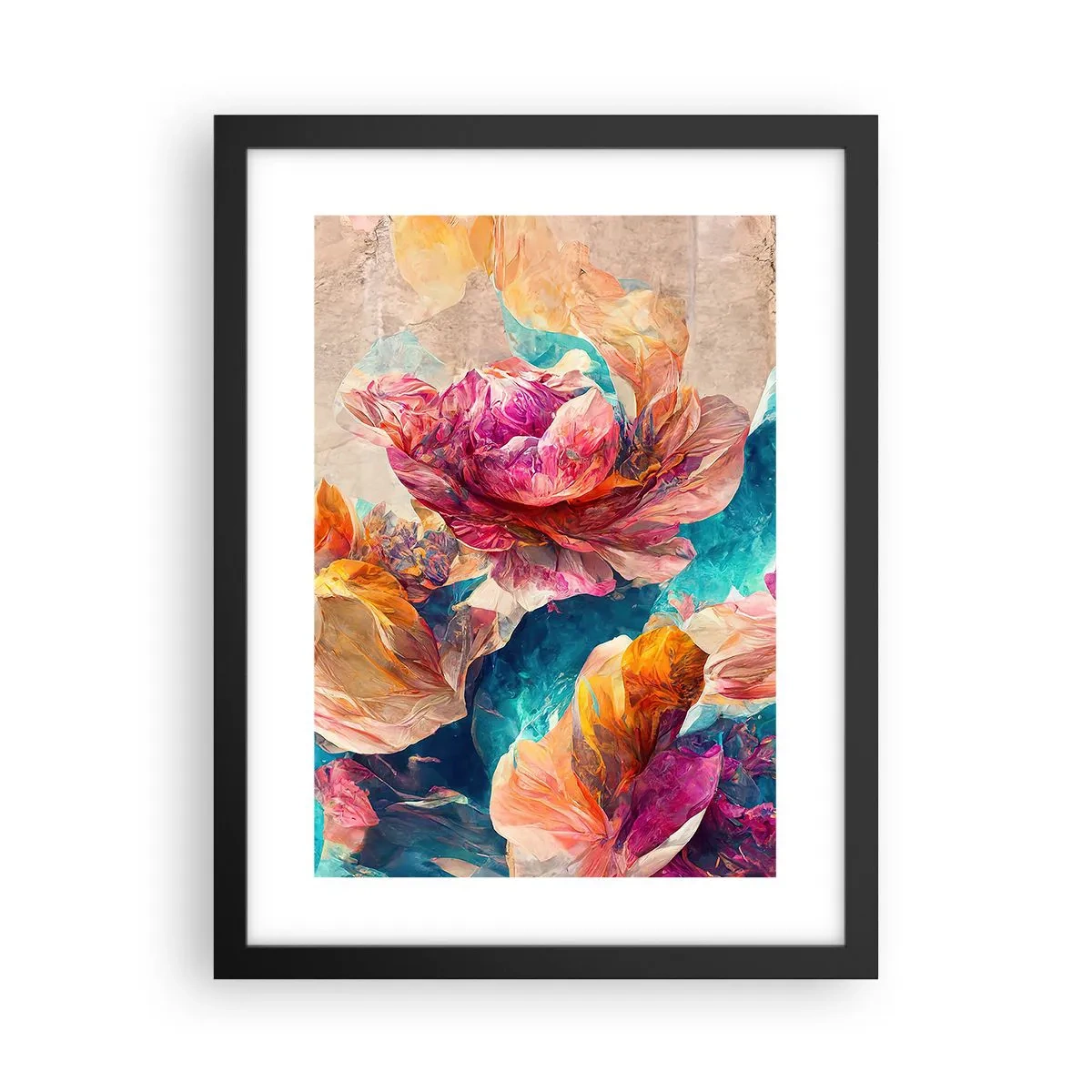 Póster en marco negro - El colorido esplendor de un ramo - 30x40 cm