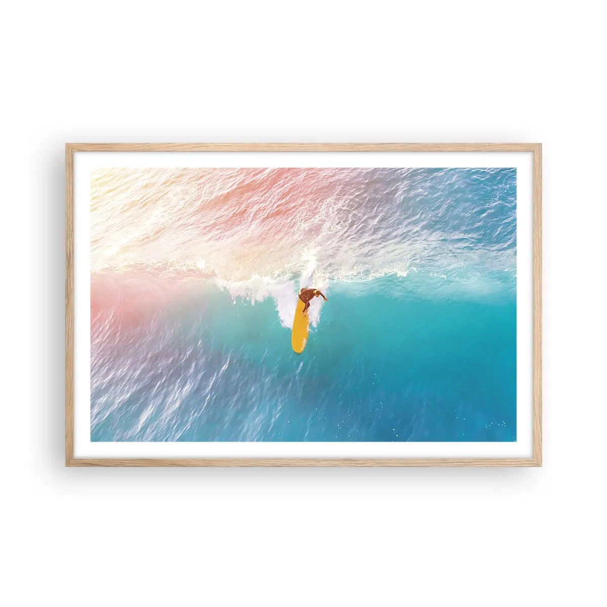 Póster en marco roble claro - Jinete del océano - 91x61 cm