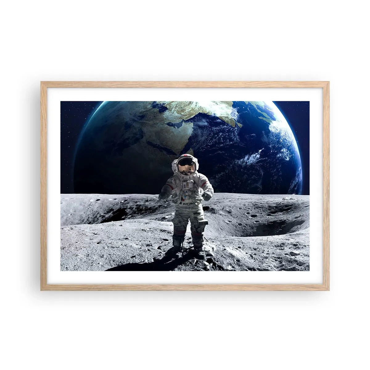 Póster en marco roble claro - Saludos desde la Luna - 70x50 cm