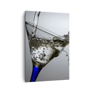 Cuadro sobre lienzo - Impresión de Imagen - Un vaso de agua en movimiento sobre un fondo claro. - 70x100cm - Agua cristalina en vaso de vidrio - Decoración de pared moderna para salón y dormitorio ARTTOR