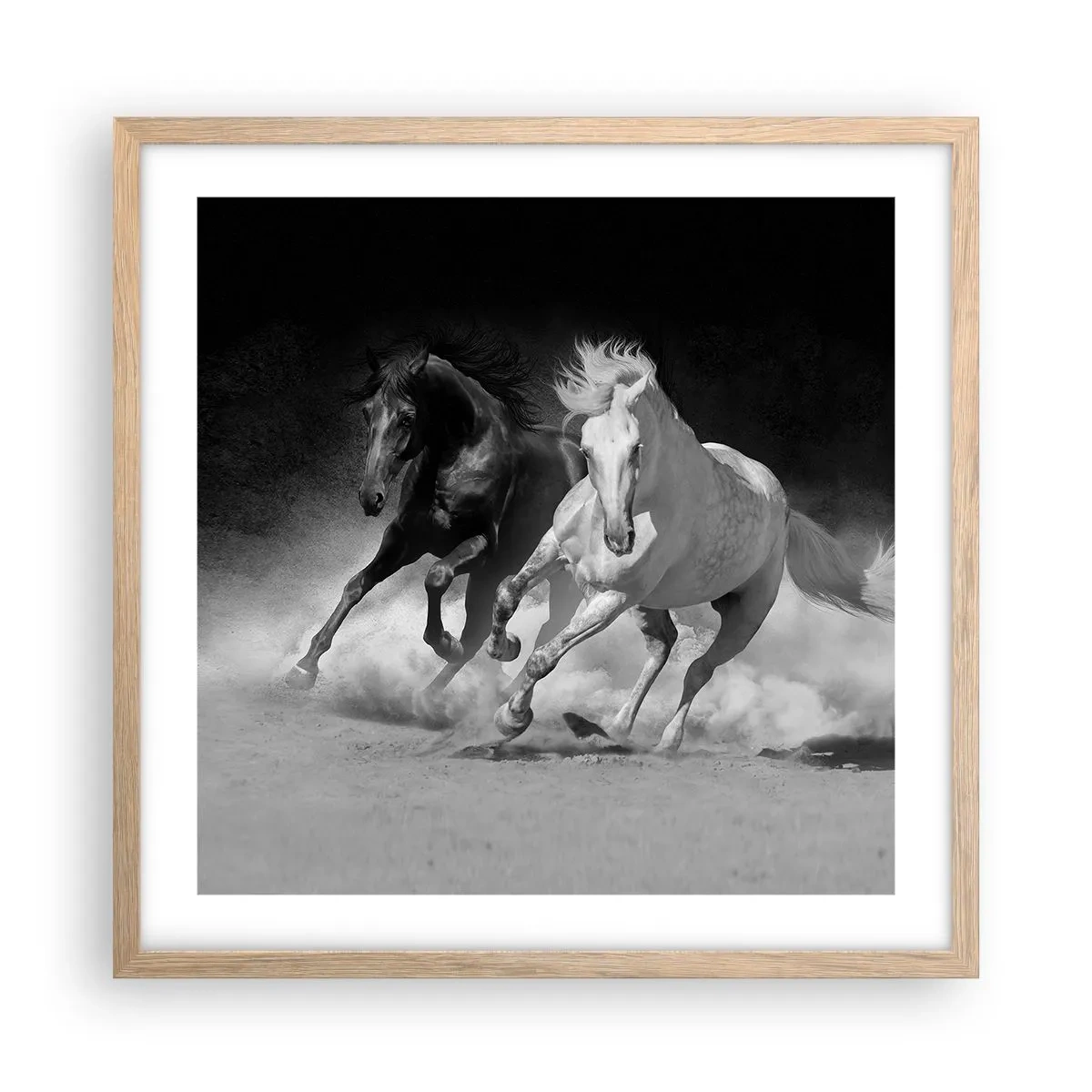 Póster en marco roble claro - El galope de la libertad - 50x50 cm