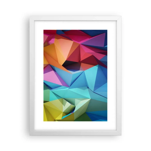 Póster en marco blanco - Origami arco iris - 30x40 cm