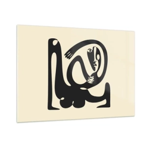 Cuadro sobre vidrio - Impresiones sobre Vidrio - Retrato abstracto en un estilo que recuerda a Picasso - 100x70cm - Casi Picasso - Decoración de pared moderna para salón y dormitorio ARTTOR