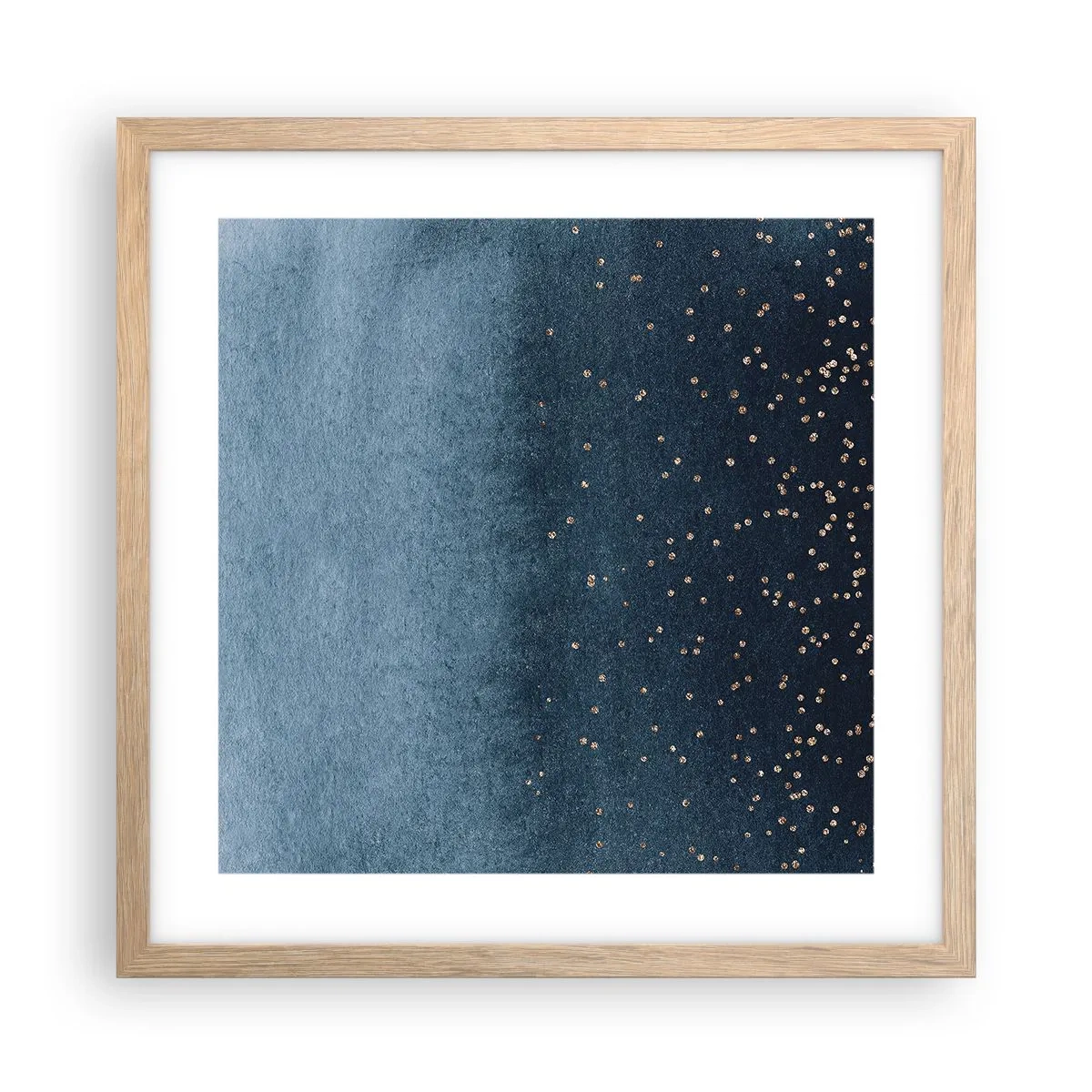 Póster en marco roble claro - Composición - fases azules - 40x40 cm