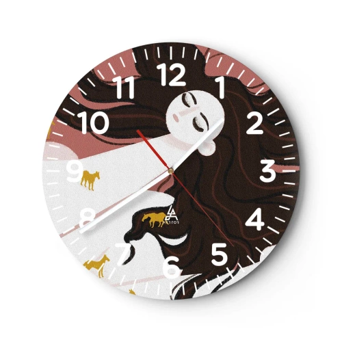 Reloj de pared - Reloj de vidrio - Sueño de caballos dorados - 40x40 cm