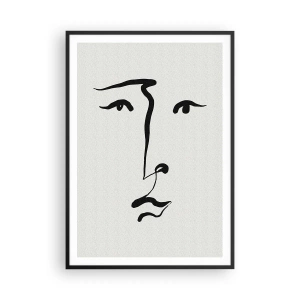 Póster en marco negro - Retrato en una línea - 70x100 cm