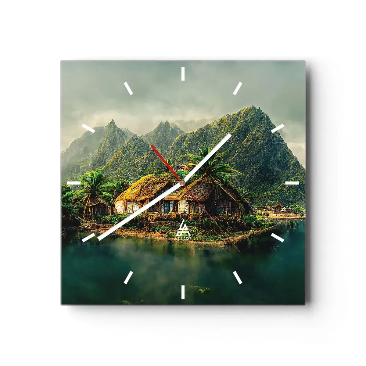 Reloj de pared - Reloj de vidrio - Paraíso tropical - 40x40 cm