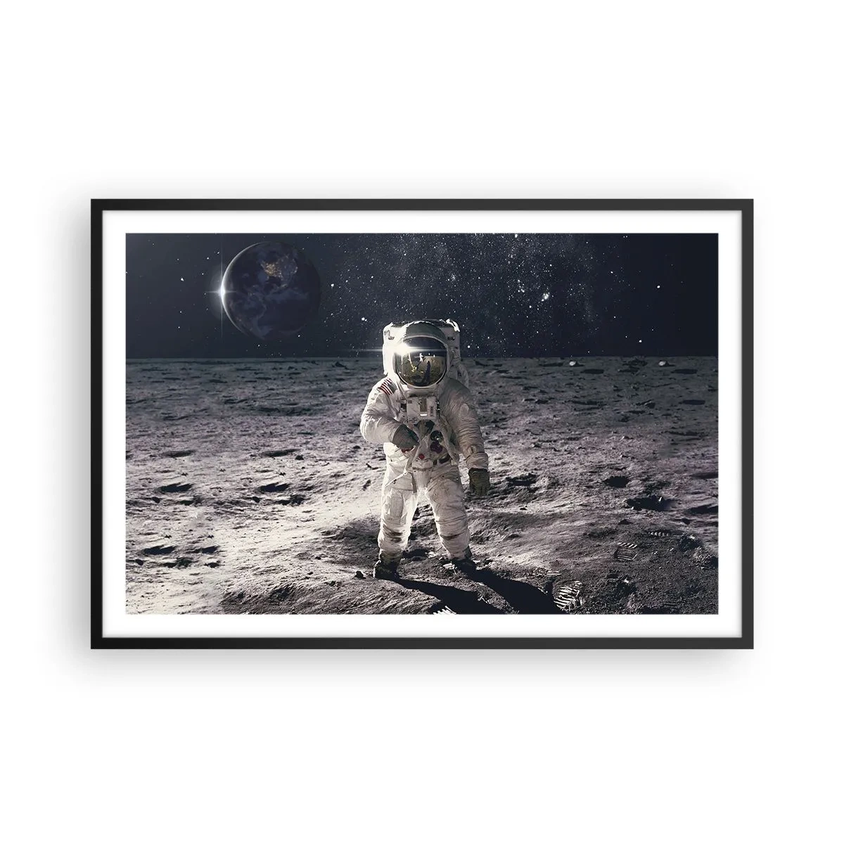 Póster en marco negro - Saludos desde la Luna - 91x61 cm