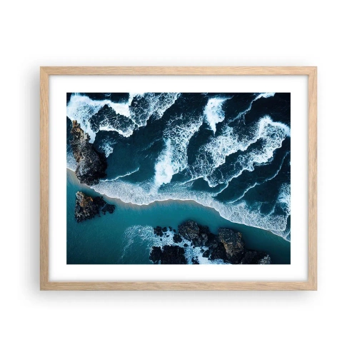 Póster en marco roble claro - Rodeadas por las olas - 50x40 cm