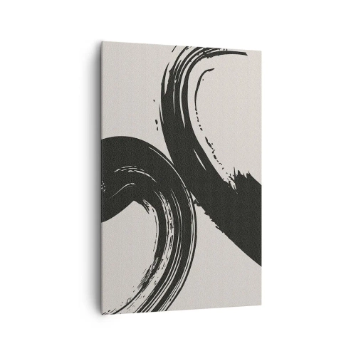 Cuadro sobre lienzo - Impresión de Imagen - Pinceladas dinámicas en negro sobre un fondo claro - 80x120cm - Barrido y circular - Decoración de pared moderna para salón y dormitorio ARTTOR
