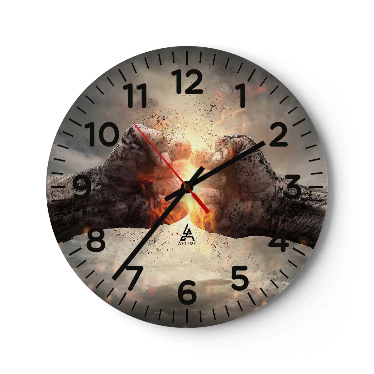 Reloj de pared - Reloj de vidrio - La lucha comienza - 30x30 cm