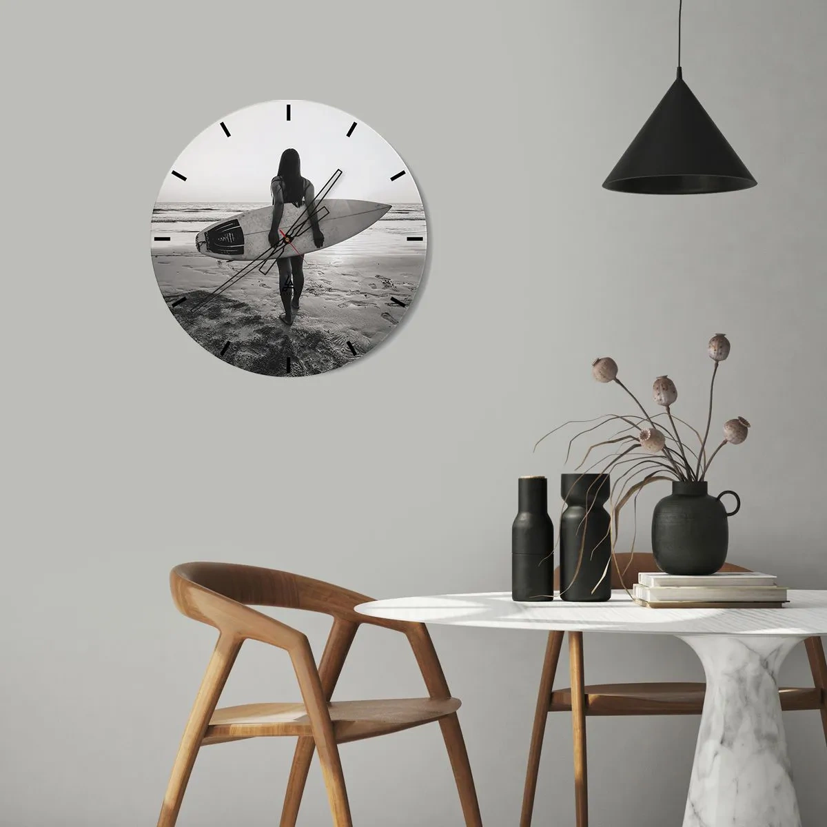 Reloj de pared - Reloj de vidrio - Hija de las olas marinas - 40x40 cm