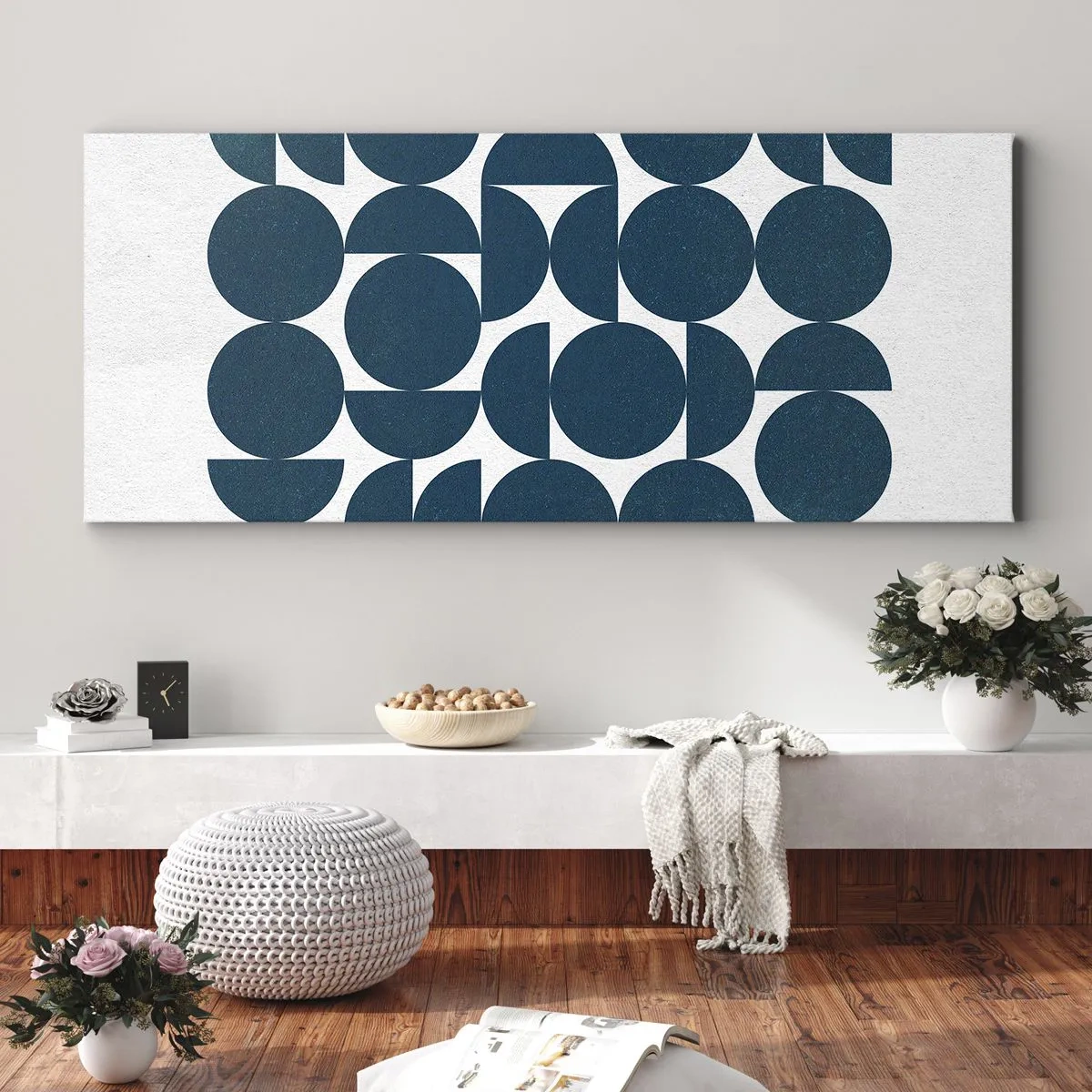Cuadro sobre lienzo - Impresión de Imagen - Círculos y semicírculos - 100x40 cm