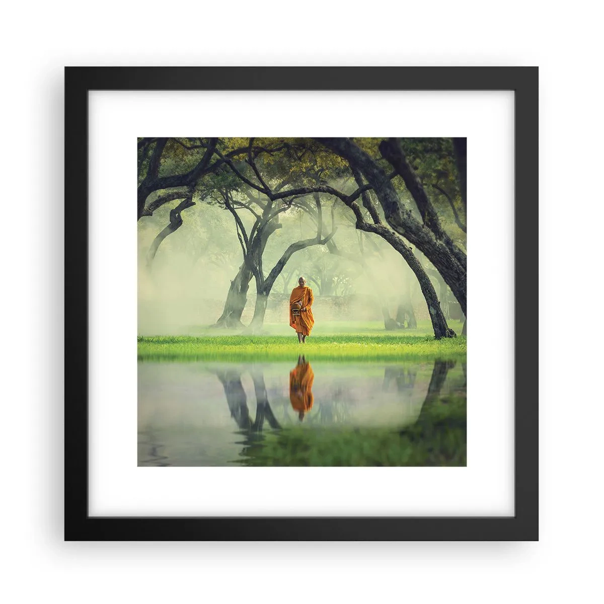Póster en marco negro - En el camino de la iluminación - 30x30 cm