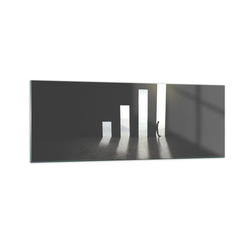 Cuadro sobre vidrio - Impresiones sobre Vidrio - Crecimiento simbólico en forma de pasajes iluminados por la luz. - 140x50cm - El camino del éxito - Decoración de pared moderna para salón y dormitorio ARTTOR