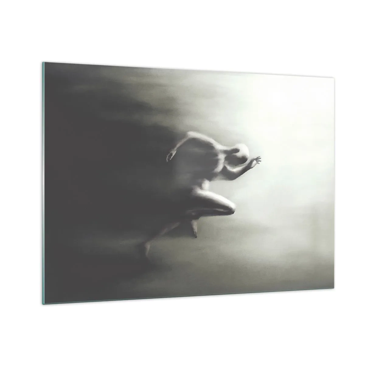 Cuadro sobre vidrio - Impresiones sobre Vidrio - Silueta dinámica de una figura corriendo bajo una luz borrosa - 100x70cm - Imparable - Decoración de pared moderna para salón y dormitorio ARTTOR