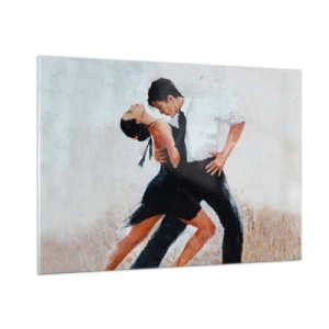 Cuadro sobre vidrio - Impresiones sobre Vidrio - Una pareja bailando tango en una pose dinámica. - 100x70cm - El tango de mis sueños - Decoración de pared moderna para salón y dormitorio ARTTOR