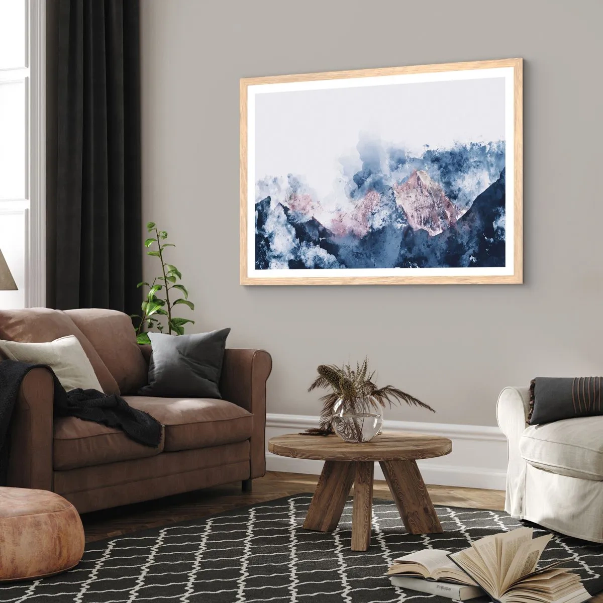 Póster en marco roble claro - El techo del mundo - 40x30 cm