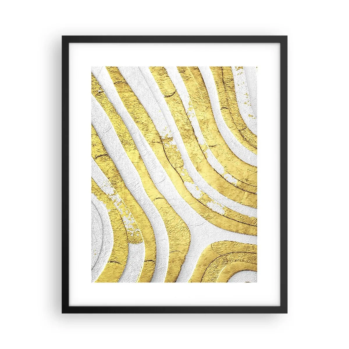 Póster en marco negro - Una composición en blanco y oro - 40x50 cm