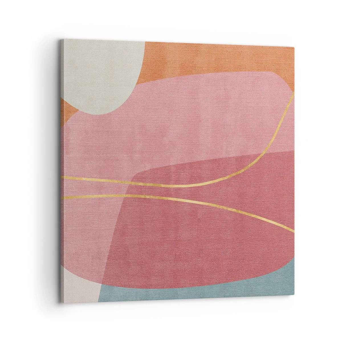 Cuadro sobre lienzo - Impresión de Imagen - Composición en pastel con hilos de oro - 60x60 cm