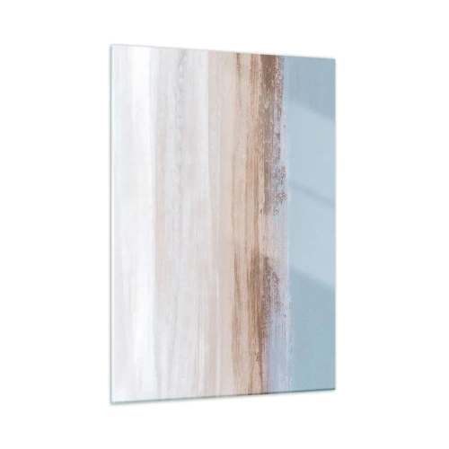 Cuadro sobre vidrio - Impresiones sobre Vidrio - Paisaje abstracto con cielo y tierra pastel. - 50x70cm - Paisaje ambiguo - Decoración de pared moderna para salón y dormitorio ARTTOR