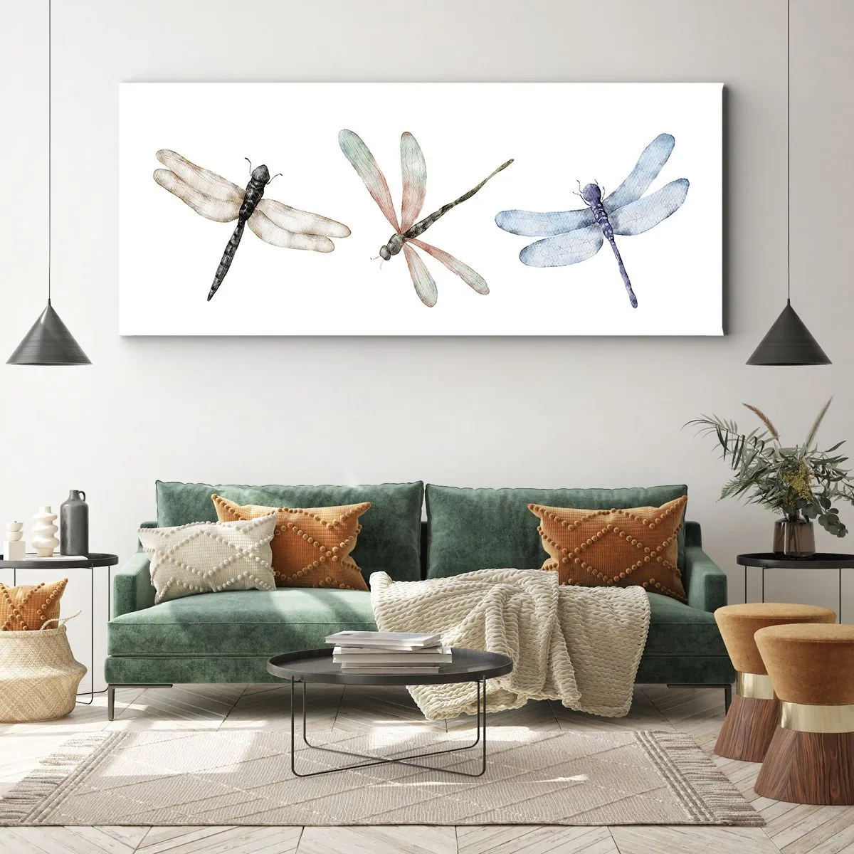 Cuadro sobre lienzo - Impresión de Imagen - Libélulas ingrávidas - 90x30 cm