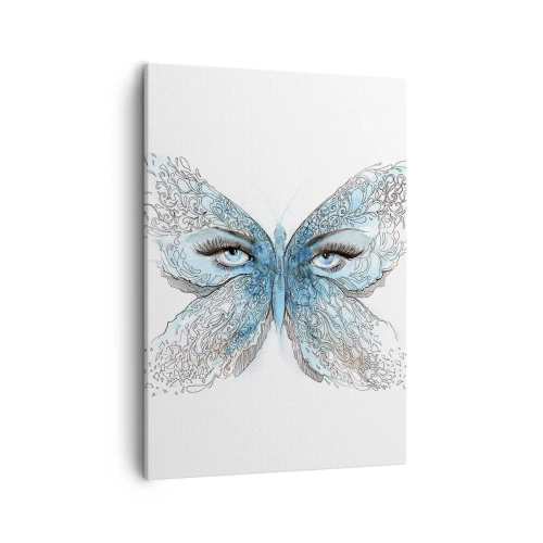 Cuadro sobre lienzo - Impresión de Imagen - Acuarela artística de una mariposa con ojos azules. - 50x70cm - Mirada de mariposa - Decoración de pared moderna para salón y dormitorio ARTTOR