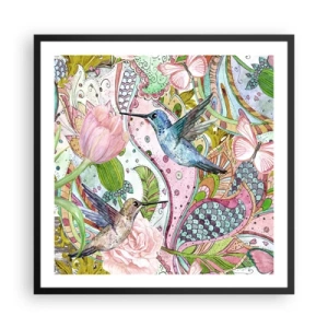 Póster en marco negro - Enredado en las vides - 60x60 cm