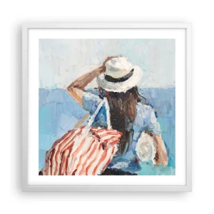 Póster en marco blanco - Bienvenida a tus vacaciones - 50x50 cm