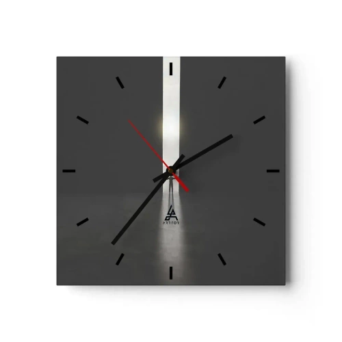 Reloj de pared - Reloj de vidrio - Un hombre de pie a la luz de una estrecha rendija en un espacio oscuro. - 30x30cm - Un paso hacia un futuro brillante - Decoración de pared moderna para salón y dormitorio ARTTOR