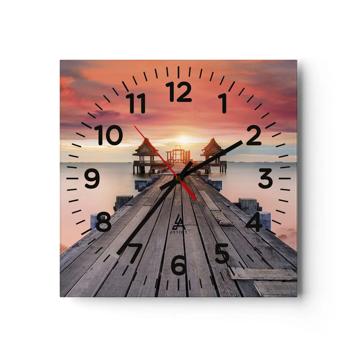 Reloj de pared - Reloj de vidrio - De este a oeste - 40x40 cm