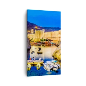 Cuadro sobre lienzo - Impresión de Imagen - Noche iluminada sobre el mar Adriático - 45x80 cm
