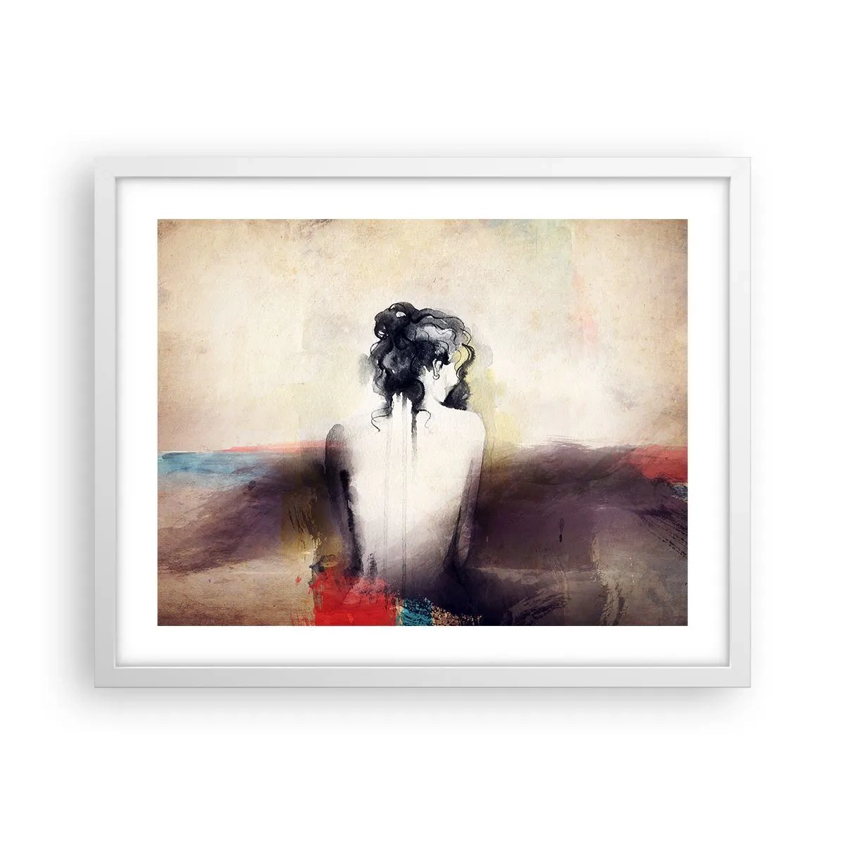 Póster en marco blanco - Líneas suaves, formas ovaladas - 50x40 cm